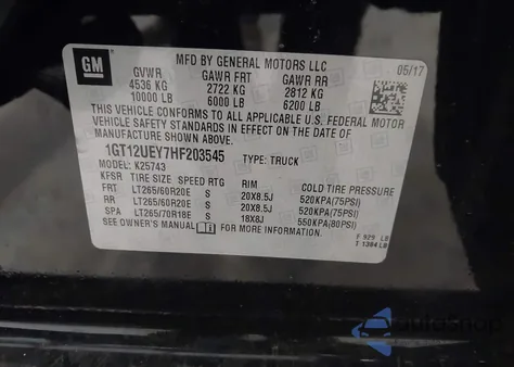 2017 GMC Sierra 2500Hd Denali z USA, uszkodzony, nr VIN 1GT12UEY7HF203545